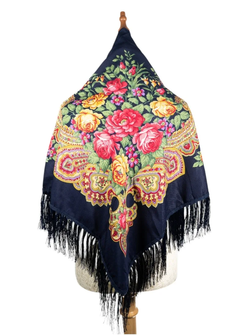 Bidani Traditional Shawl – Pavlovo Posad Style with Paisley & Roses